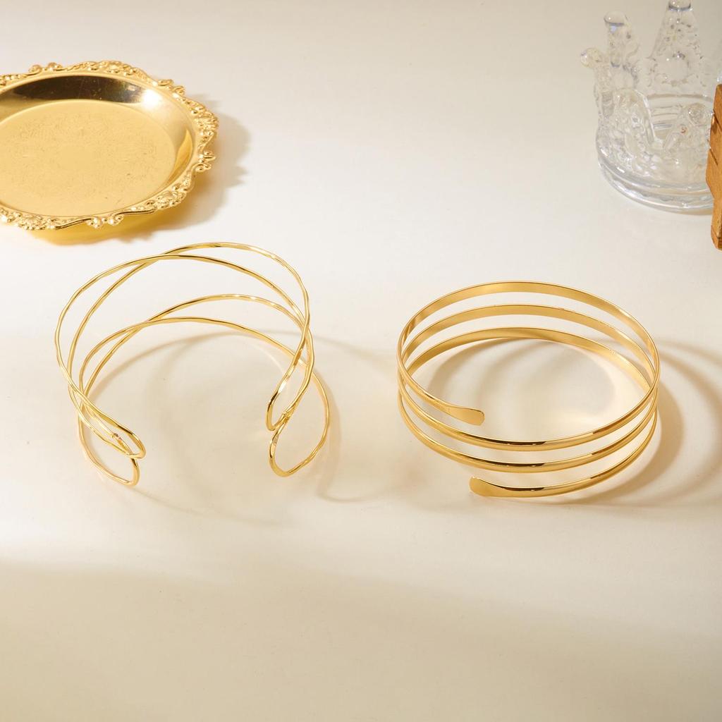 Cross Multi-layer Intersecting Metal Arm Bracelet - European American Style