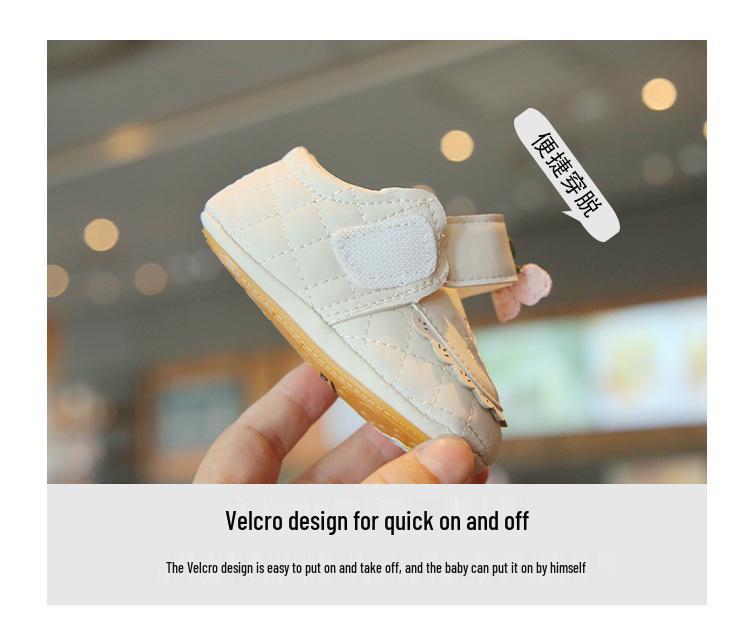 Weiche Sohle Rutschfeste Lauflernschuhe Prinzessin Schuhe - Klettverschluss Frühling/Herbst Mädchenschuhe