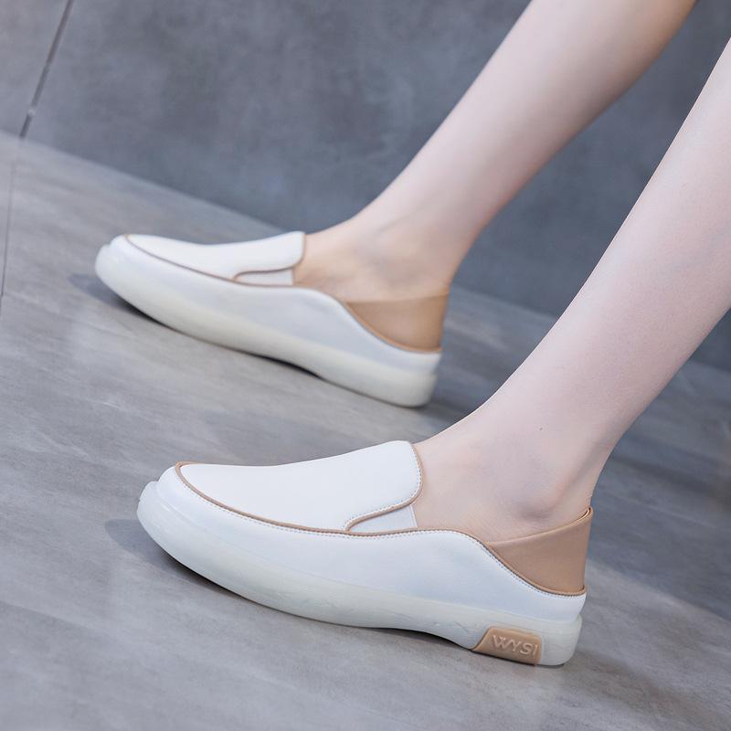 Fashion GKTINOO Shoes Women Spring 2025 New White Thick-Soled Ladies Sneakers Genuine Leather Casual Trend Girl Shoes Students Loafers