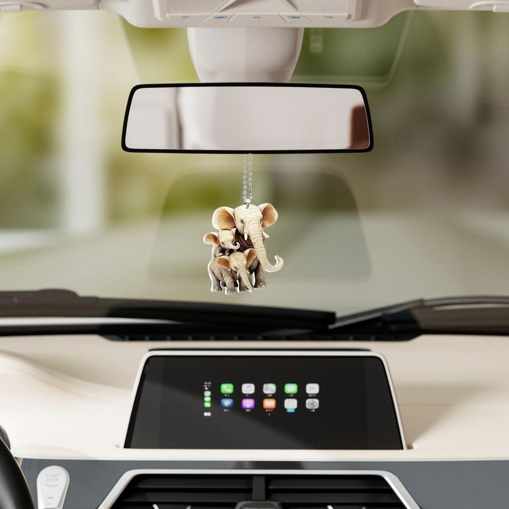 2D søt bil akryl flat bakspeil anheng nøkkelring tilbehør