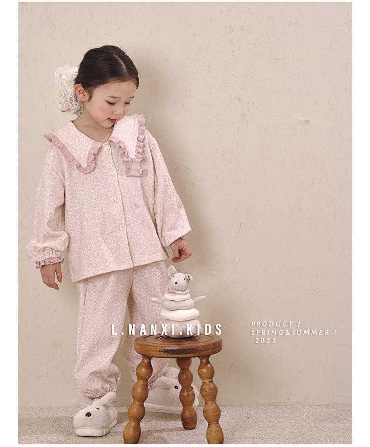 Mori Style Girl's Pajamas: Early Autumn 2025 Lace Peter Pan Collar Set