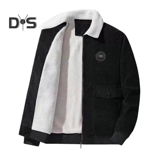 

Мужская куртка с лацканами, длинный рукав, плюшевая подкладка, пальто с карманами с клапанами, застежка-молния по всей длине, однотонная утолщенная теплая вельветовая верхняя одежда L чёрный