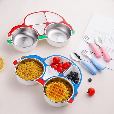 304 Stainless Steel Baby Divided Plate with Removable and Washable Cutlery