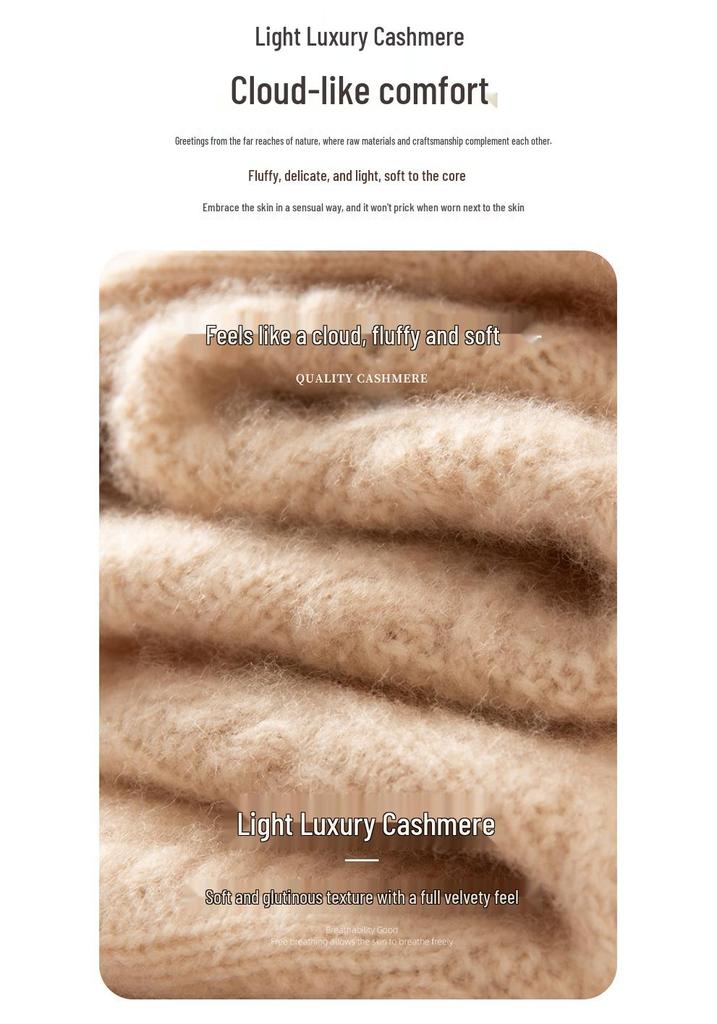 2025 Autumn/Winter Blue Slimming Cable Knit Cashmere Sweater with Lapel and Half-Zip