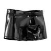 Mens Erotic Penis Underpants Sexy Open Crotch Short Pants Shaping Leather Boxer Stretch Detachable Buckle Pouch Night Clubwear
