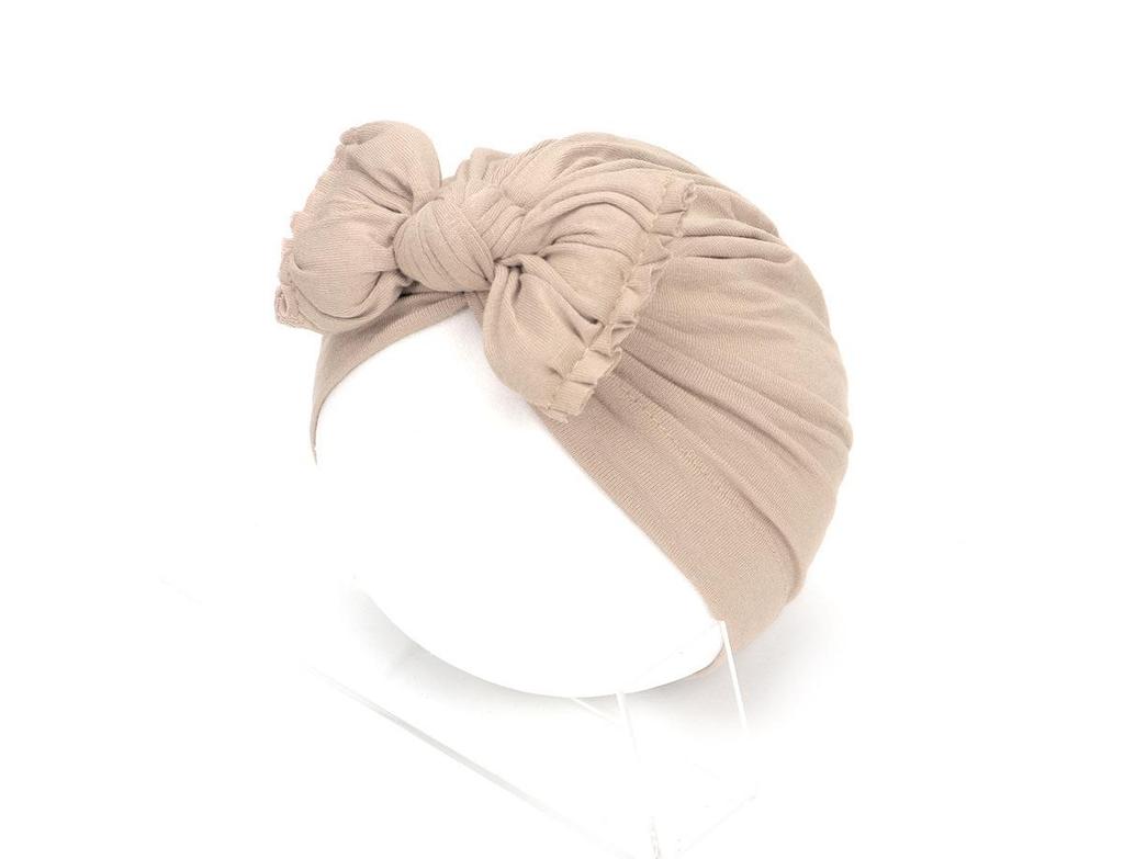 2021 new pleated baby hat bow children's hat baby solid color knotted pullover hat Indian hat