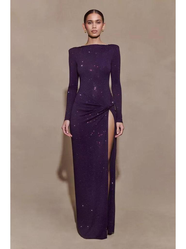 Elegant European & American One-Shoulder Twisted Evening Dress for Women