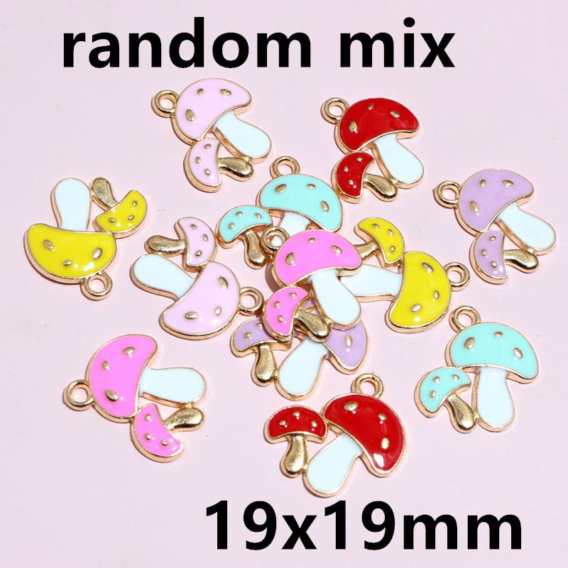 20pcs Enamel Charms Pendants Butterfly Flower Bow Mushroom Shape DIY Jewelry Making Accessories for Earrings Necklace Bracelets
