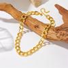 18K Gold Plated Double Layer Oval Link Chain Necklace, Dainty Chunky Paperclip Choker for Women, Trendy Jewelry