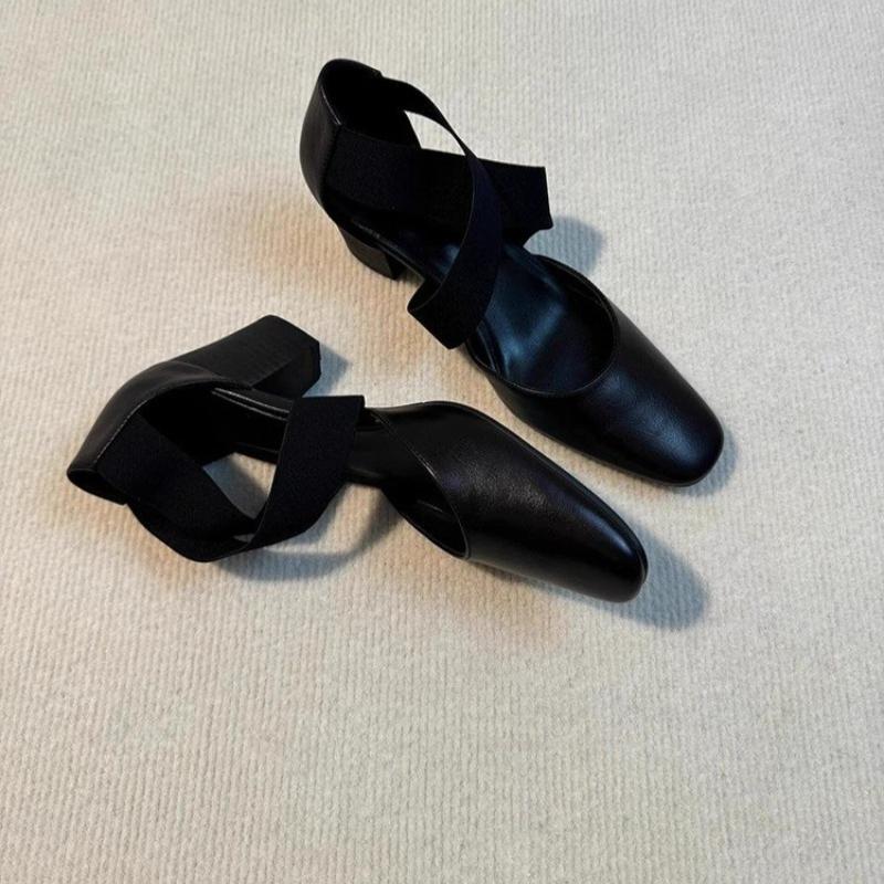 Large Size Hundred Ballet High Heels Women's Early Spring Chunky Heel Cross Strap Baotou Casual Sandals