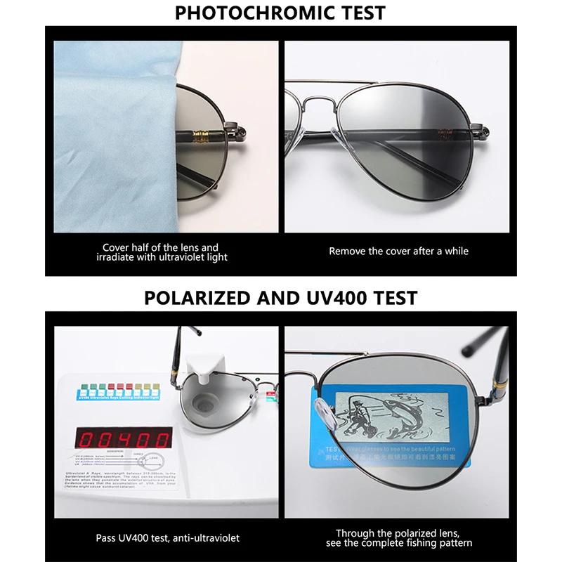 Vintage Fishing Polarized Pochromic Sunglasses Men Women Classic Pilot Male Color Changing Sun Glasses Discolor Shades