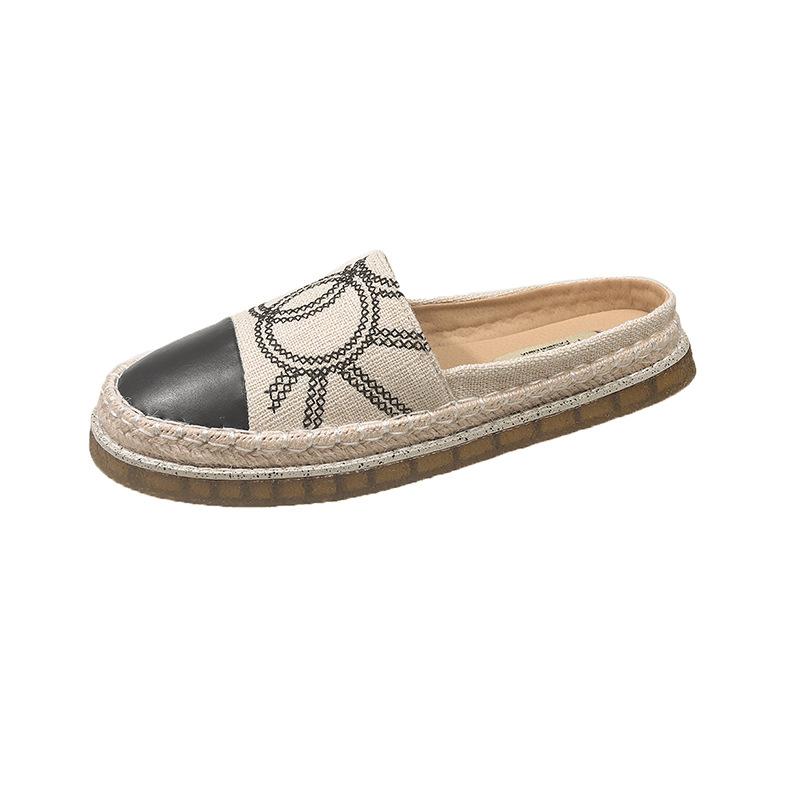 Thick-soled fisherman shoes women's 2025 new summer outer wear woven one-pedal lazy loafers bag head half-drag sandals