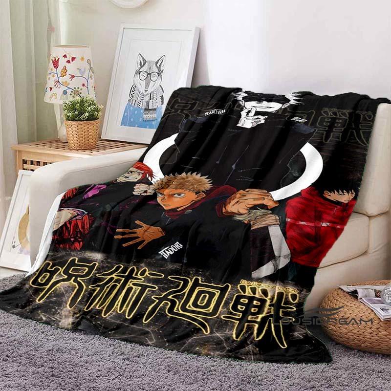 Jujutsu Kaisen Cartoon-Themed Flannel Blanket — Soft & Cozy Throw for Bed, Sofa, or Picnic Use — A Great Gift for Kids