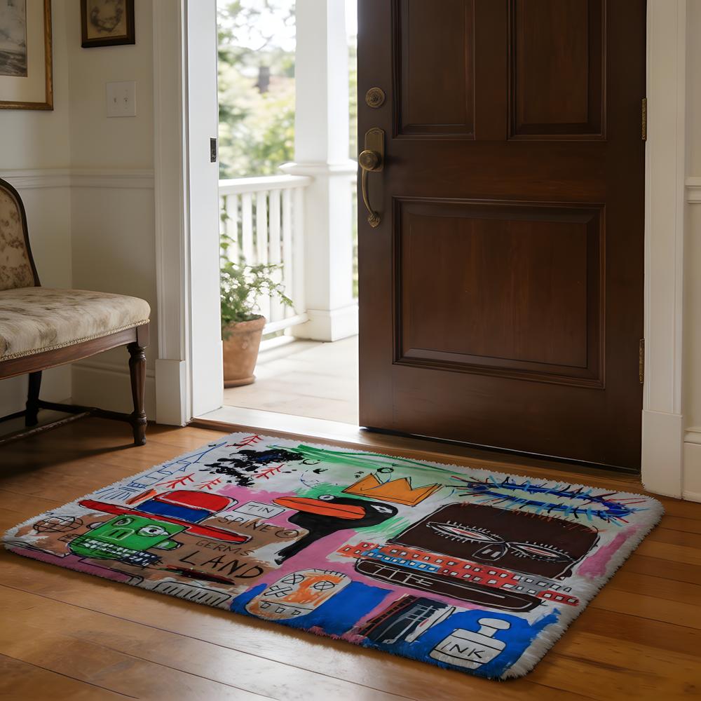 Floor Mat Soft Flannel Rug Non-Slip Absorbent Mat for Bathroom Bedroom Home Decor P-P-Peaceminusones Design Anime