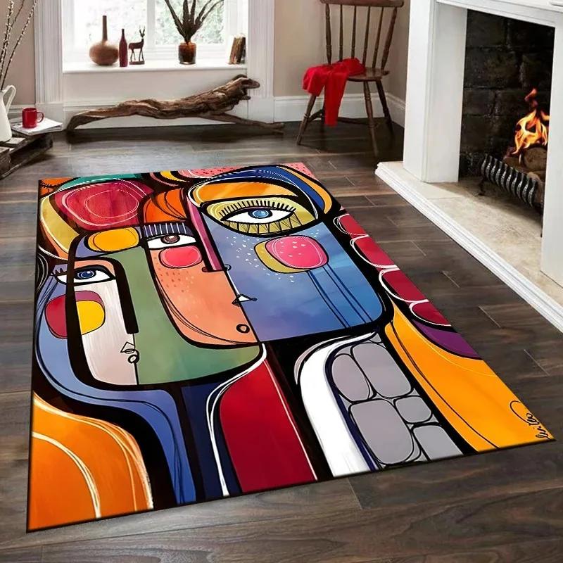 Picasso Abstract Style Painting Printed Carpet Fashion Non-slip Rug Living Room Bedroom Bathroom Kitchen Door Mat Decor Gift