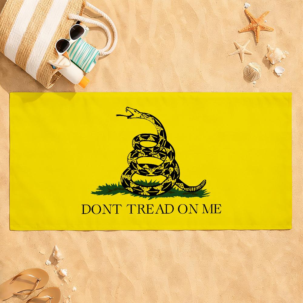 Gadsden Flag Towel Quick Dry Absorbent Beach Towel for Sports, Fitness, Swimming and Outdoor Activities
