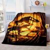 Dinosaur Moonlit Adventure Blanket Flannel Blanket for bed, sofa, Camping, Hiking, Picnic Essentials, gift for family Fan gifts
