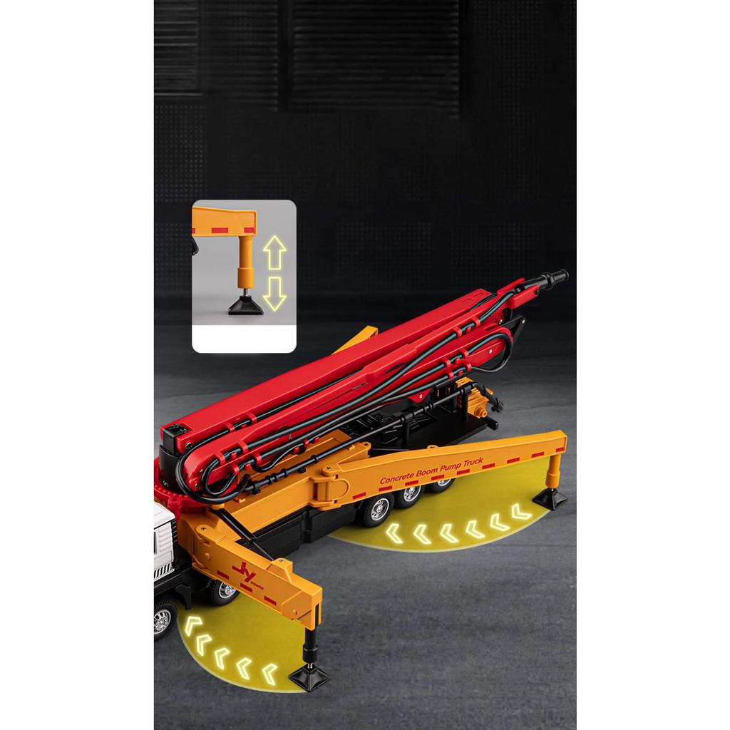 1/50 Cement Concrete Pump Truck Engineering Vehicle Ladder Trucks Toy Car Sound Light Pull Back Doors Opened Vehicle Collection