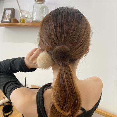 Corda per capelli a forma di palla di peluche, accessori per capelli a forma di palla di visone, anelli per capelli alla moda per ragazze, elastici alti in gomma, grande corda per capelli a forma di palla di peluche