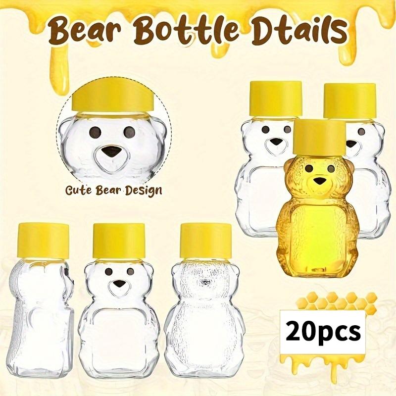20Pcs Plastic Transparent Disposable Cartoon Bear Juice Bottle, Small Capacity Dispensing Bottle, 60Ml Honey Bottle