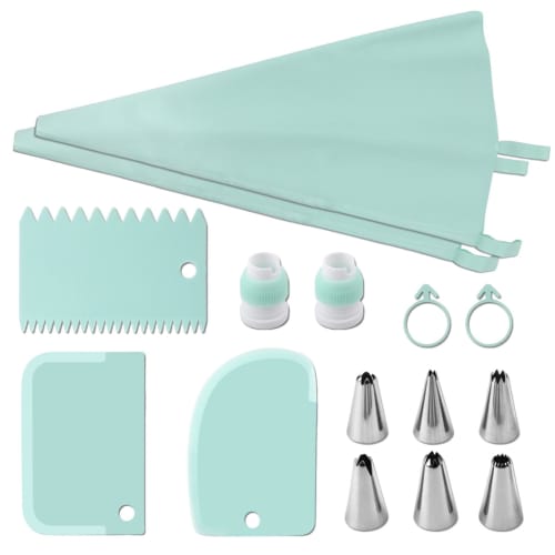 Gevrkjenp Reusable Pastry Bags, Cake Decorating Supplies, 15-Piece Icing and Piping Tip Set - Durable Cake Decorating Frosting Piping Kit for Decorati