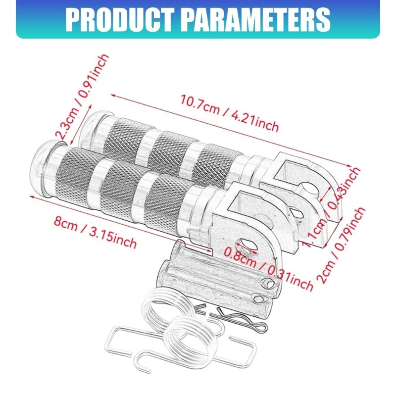 Knurled Motorcycle Foot Pegs with Forked Mounting-Hole End, Machined Aluminum Assembly for Replacement Projects