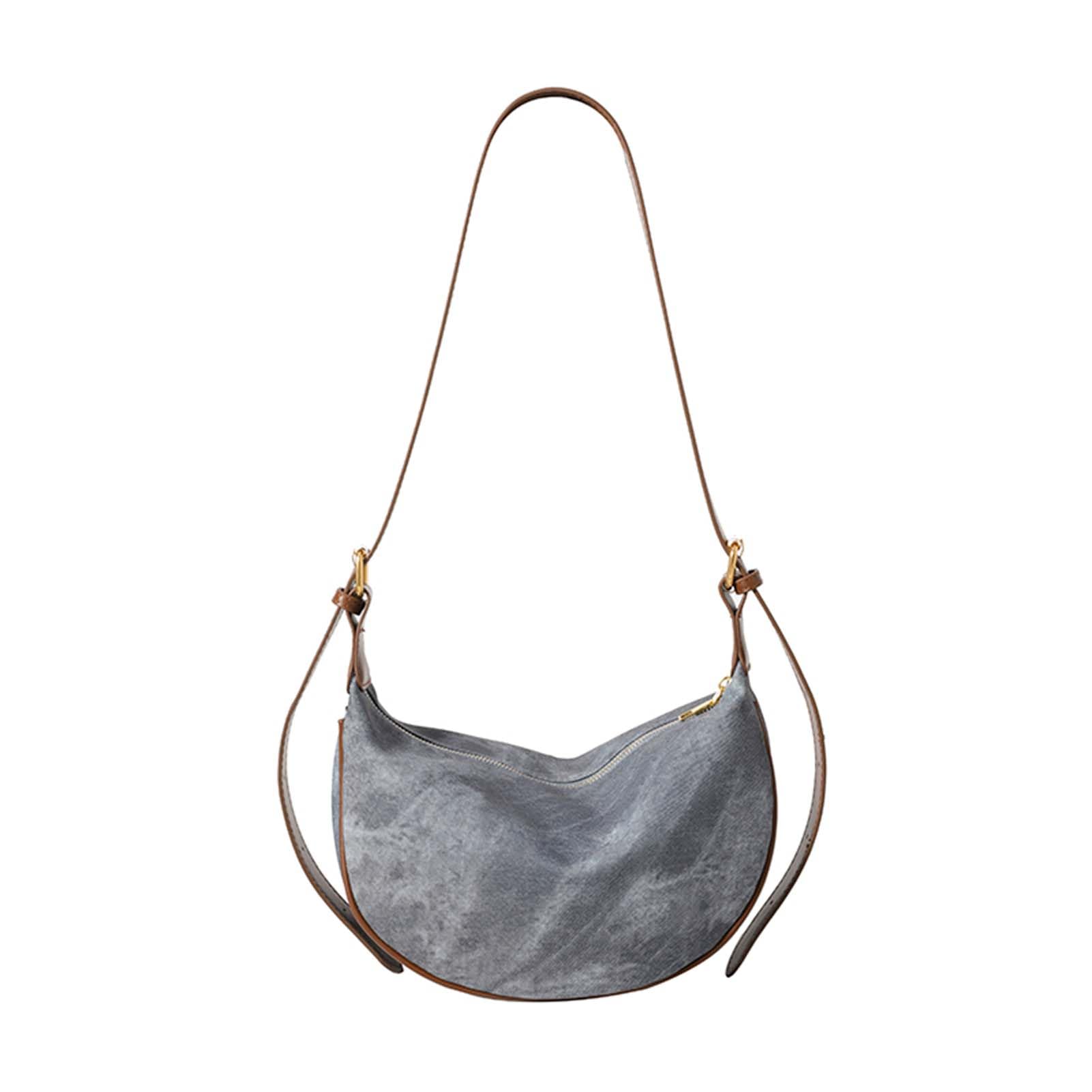 

MR&KB Women s Water-Repellent Crescent-Shaped Hobo Shoulder Bag, Lightweight, Casual, Cute Denim Bag for Commuting, School, and Everyday Use, Simple,