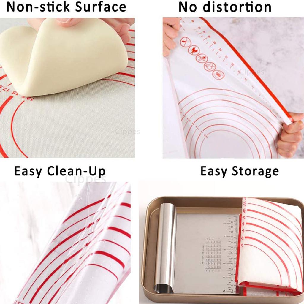 Non Slip Silicone Pastry Mat with Measurements, Nonstick Thick Baking Mat for Rolling Out Dough, Fondant /Pizza Mat, Counter Mat