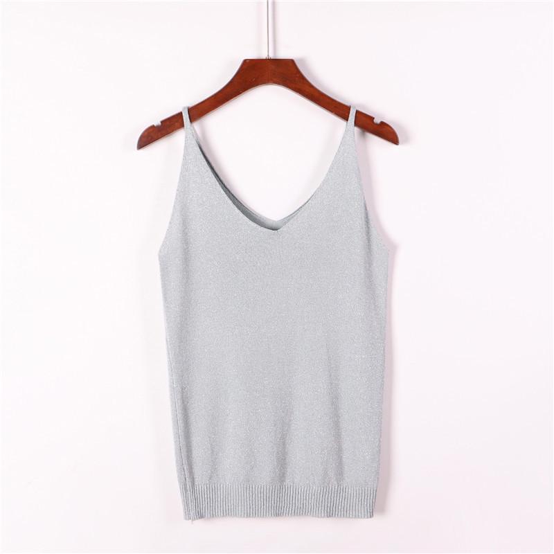 Shiny Sequined Knitted Women's Camisole Vest Top
