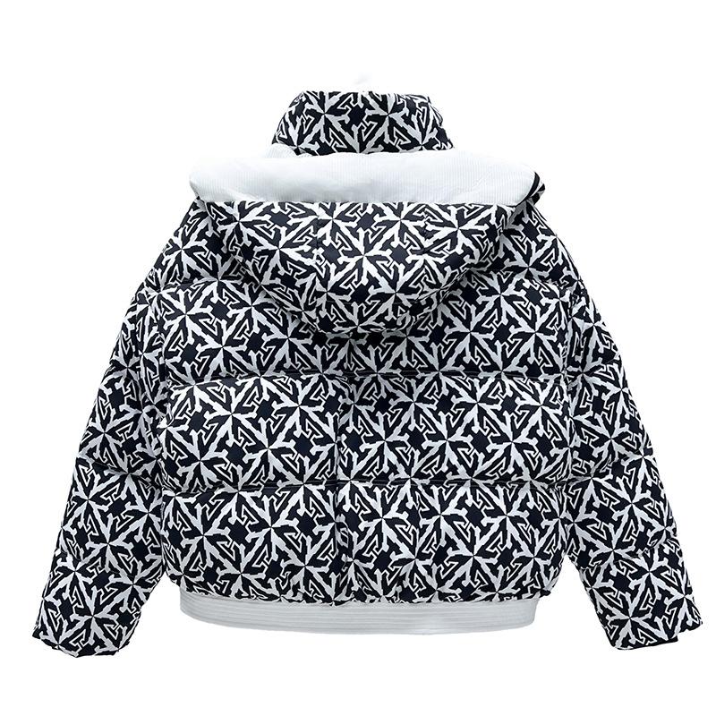 Women's Cotton-padded Coat New Loose Winter Warm Fashion Printed Coat Thickened Hooded Cotton-padded Coat for Small Size