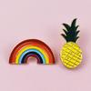 Rainbow Geometric Pineapple Brooch – Cute Cartoon Drip Oil Design Alloy Badge