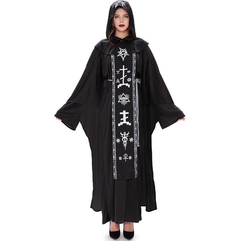 

Мужской и женский костюм взрослой пары на Хэллоуин, мантия волшебника, злой волшебник вампир XL