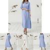 Luxurious Women's Kaftan Cotton Long Sleeve Plain Casual Oversized Maxi Shirt Dress