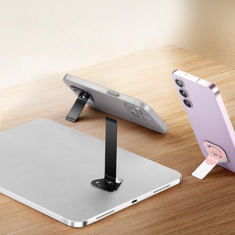 360 Degree Adjustable Kickstand Foldable Phone Mount Easy Stick On Tablet Support Stainless Steel for Work Entertainment
