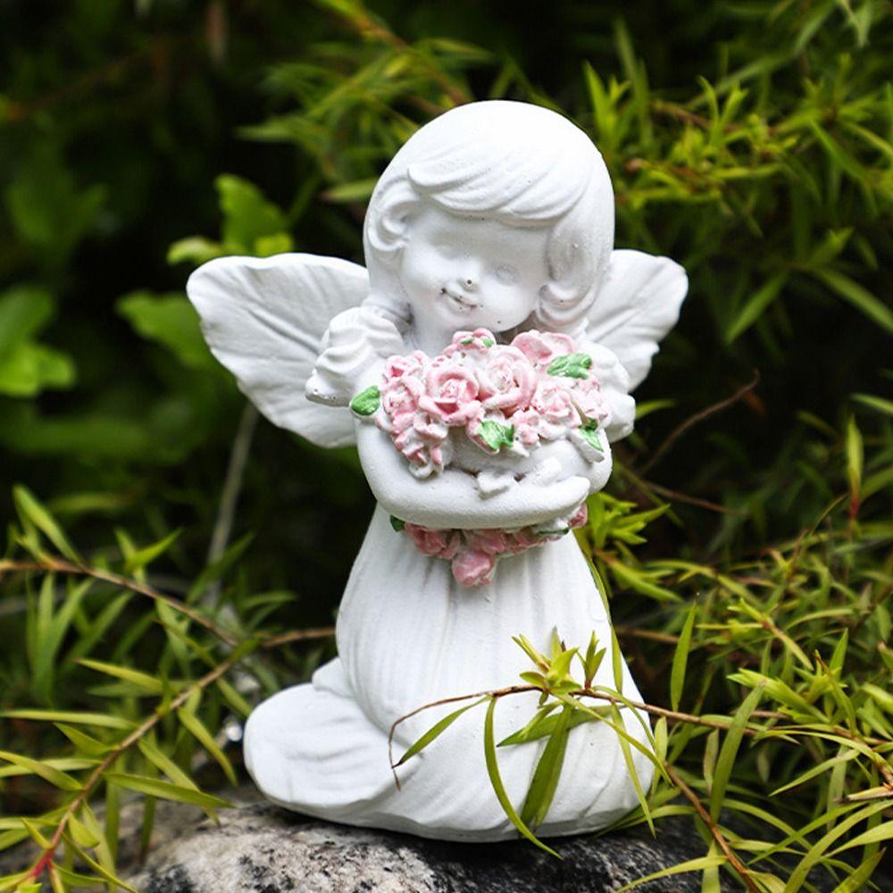 Creative Angel Figurine Cute Garden Miniature Sculpture Painted Little Angel Statue  New Year