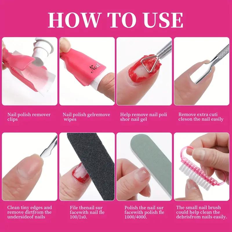 LINMANDA 7PcsManicure Tools Nail Care Removal Set Manicure Towel Removal Clip Polishing File Reusable Manicure Removal Tool Set