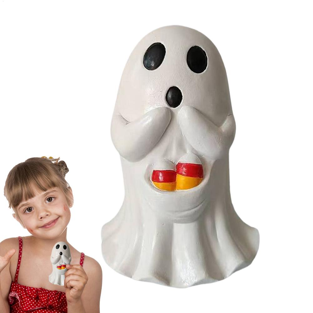 Ghost Statue Ghost Art Sculpture Cute Halloween Figurine Resin Ornament For Desk Bookshelf Mantel Bedroom Haunted House Garden