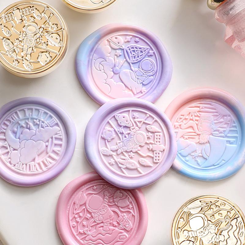 Copper Wax Seal Stamp Retro Moon Star Sealing Wax Stamp Head For Wedding Invitation Gift Packaging Cards Metal Head