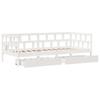 Daybed with Drawers White 80x200 Cm Pine Wood