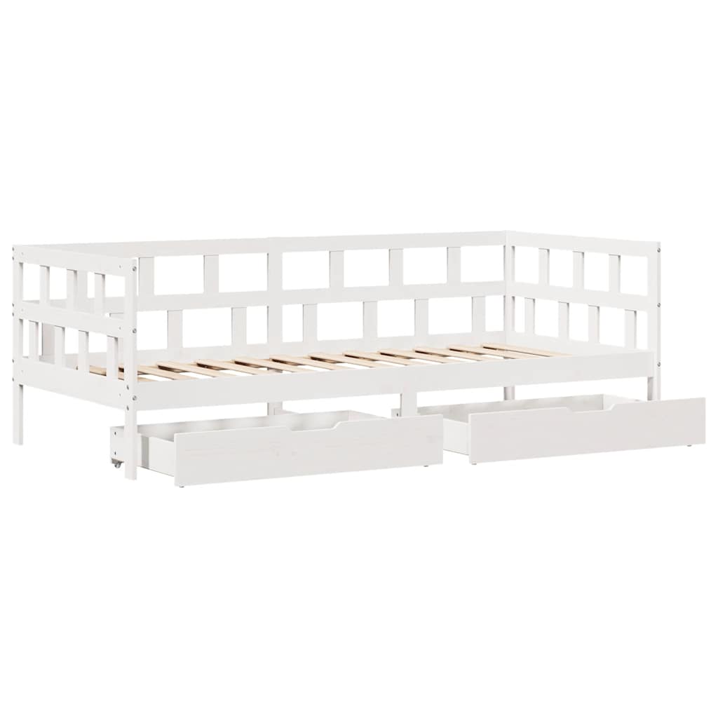 Daybed with Drawers White 80x200 Cm Pine Wood