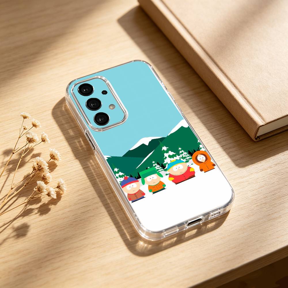 M-South P-Park Cartoon phone Case For Samsung S25,24,21,22,23,30,Ultra,20,Plus,Fe,Lite,Note Transparent Cover Samsung S20ULTRA5G