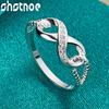 SHSTONE Beautiful 925 Silver Rings Inlay Zircon Numeral 8 Ring For Women Charm Jewelry Bridal Wedding Engagement Bands