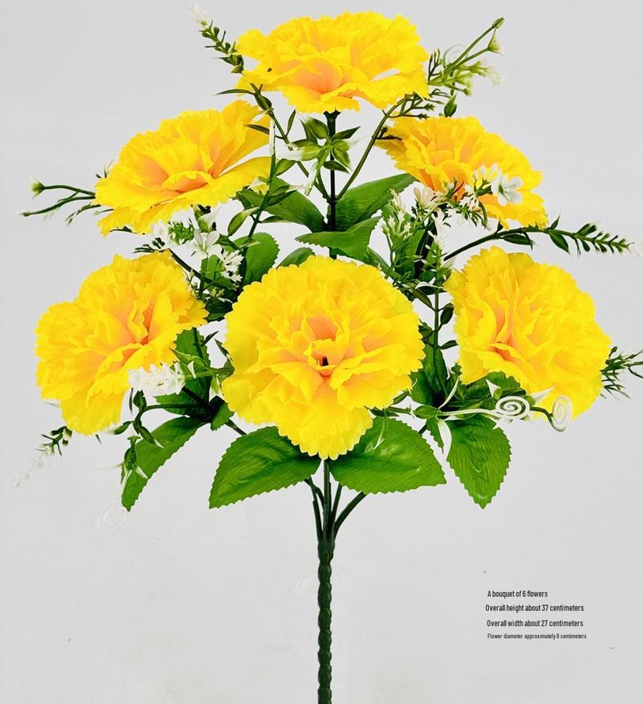 Curly Edge Red Rose Bouquet - 6 Head Artificial Silk Flowers for Living Room Decoration