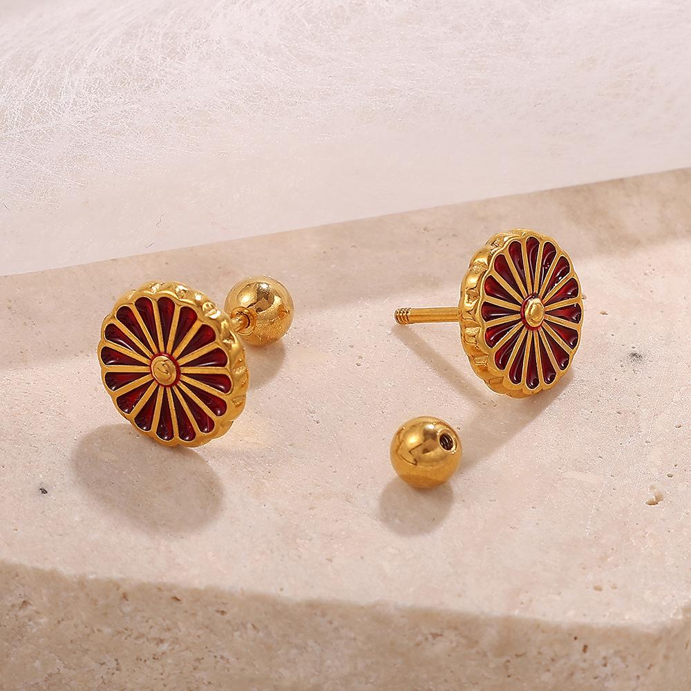 Sweet Cool Wind Cartoon Cute Dripping Rabbit Flower Earrings Stainless Steel Gold Plated Earrings Women