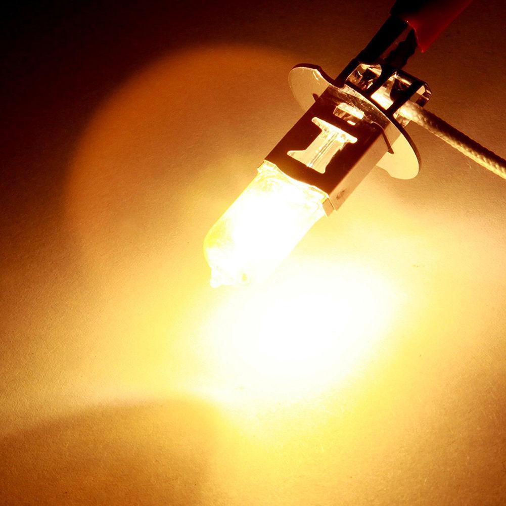 2Pcs H3 12V 55W 3000K Halogen Bulb Super Bright Yellow Fog Lights High Power Car Headlight Lamp Car Light Source Car Styling