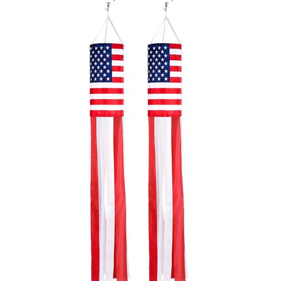 Amerikanische Flaggen-Windsock mit LED-Lichtern, große rot-weiß-blaue patriotische Windsocke für den 4. Juli, Memorial Day, Garten, Außenbereich