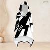 Women Plus Size Black White Printed Hooded Long Sleeve High Low Top Fitted Pants Two Piece Set
