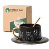 Ceramic Coffee Cup Set Cartoon Cat Tea Cup With Saucer Spoon Breakfast Milk Coffee Mug Bread Dessert Dish Creative Couple Gift