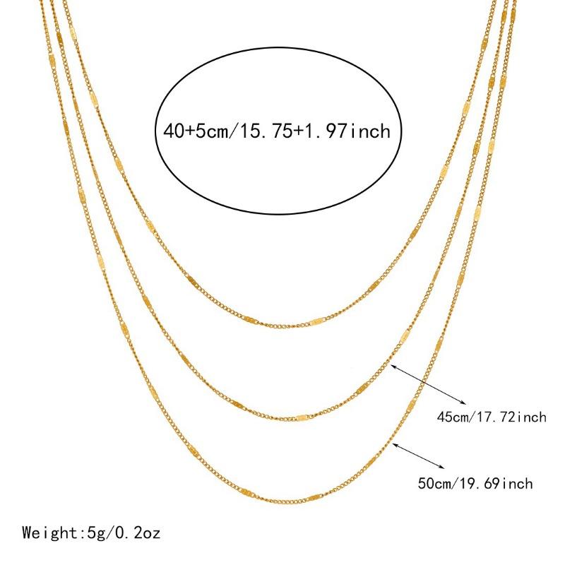 Gold Plated Triple Layered Figaro Chain Necklace