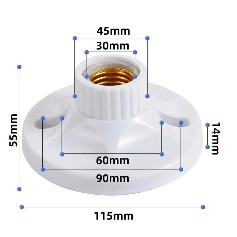 E27 Screw Cap Lamp Holder Plastic Light Lamp Flat Socket Base Ceiling Lamp Fitting Holder Bulb Fixing White Base